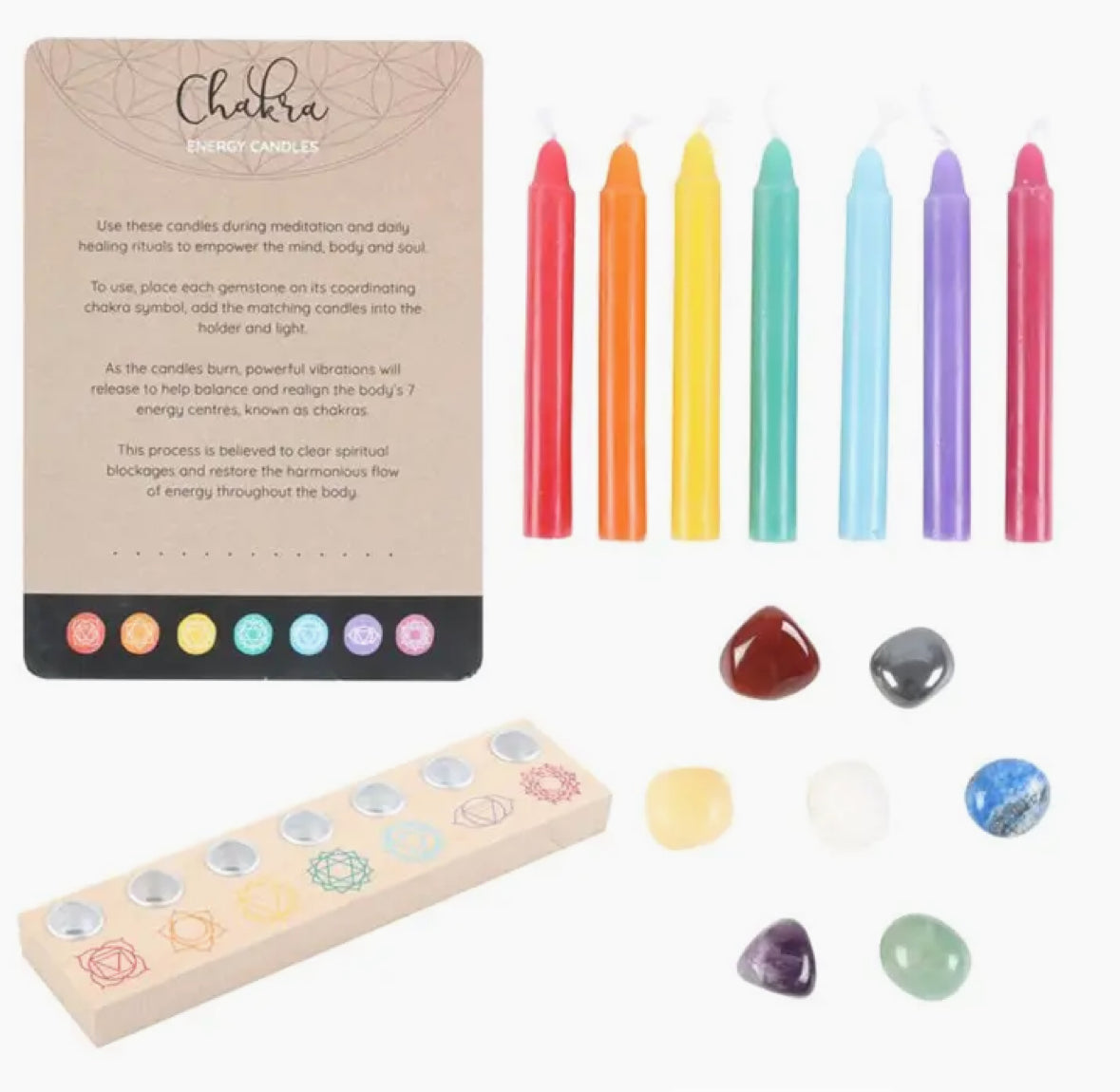 Chakra Energy Candle and Crystal Gift Set