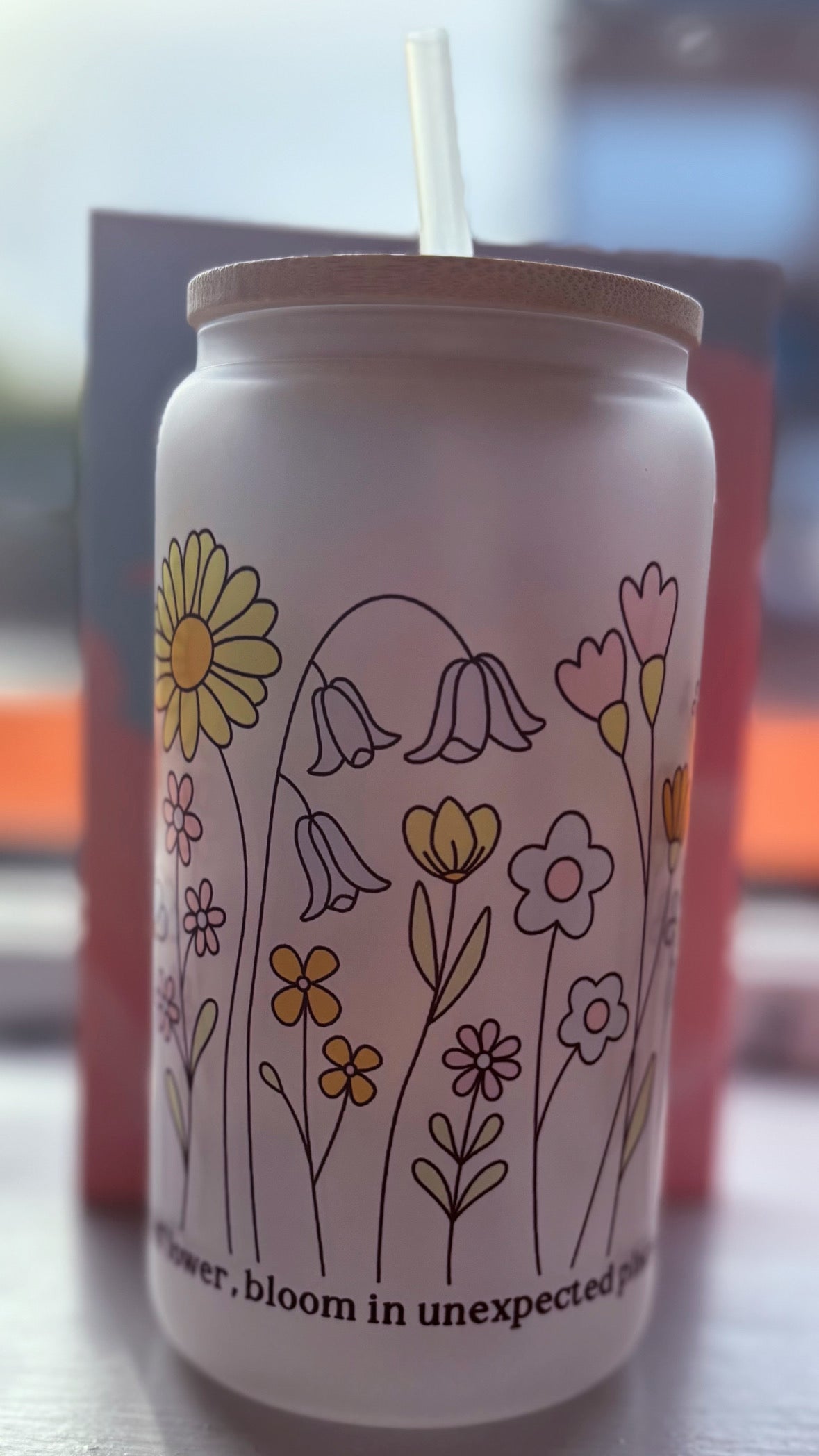 Be A Wildflower 16oz Glass Tumblr