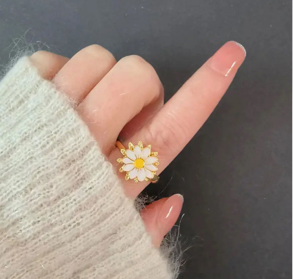 Daisy Flower Fidget Spinner Ring