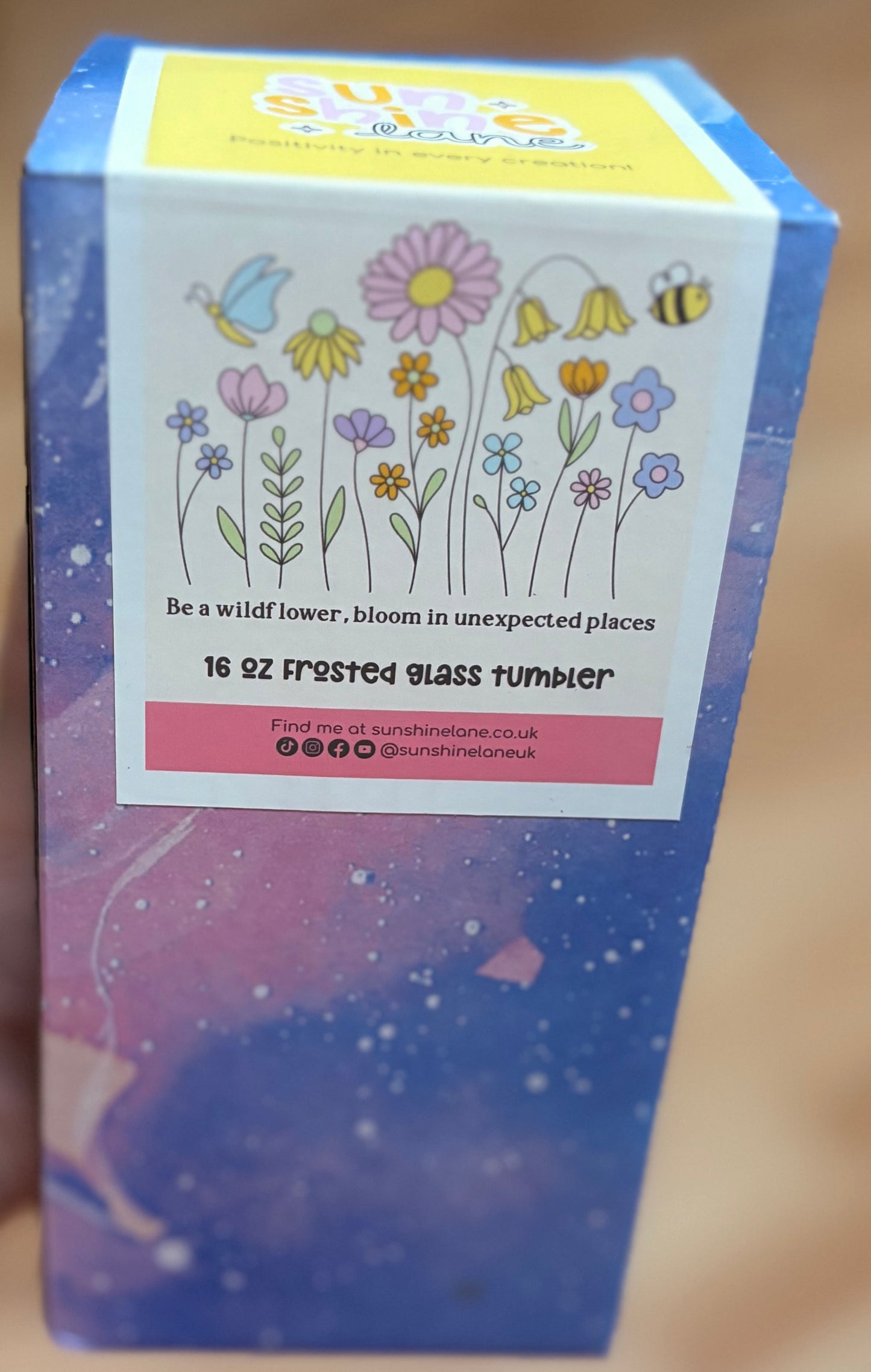 Be A Wildflower 16oz Glass Tumblr